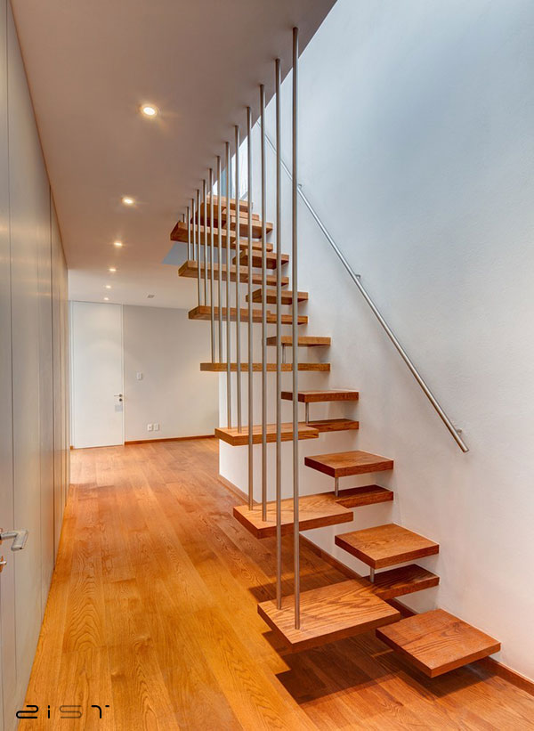 طراحی خلاقانه پله های چوبی در دکوراسون داخلی منزل مدرن