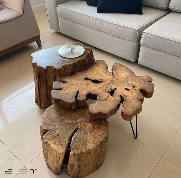 میز جلو مبلی چوب و فلز یک ترکیب عالی برای دکور چوبی سالن پذیرایی شما
